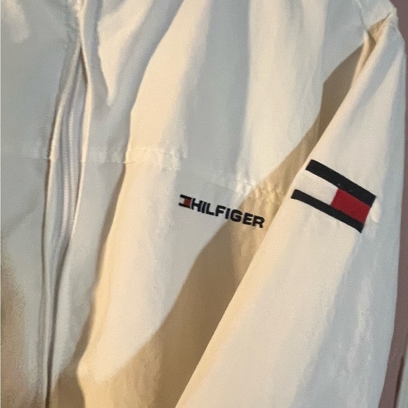 Tommy Hilfiger windbreaker retro full zip hooded jacket off white/white Large - Picture 7 of 14